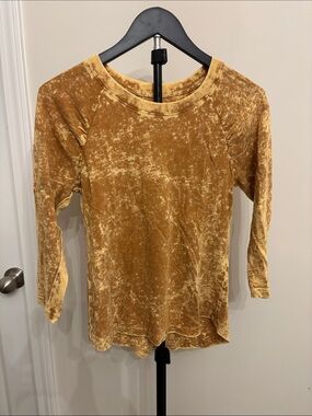 Pilcro Long Sleeve Mineral Wash Top - Mustard